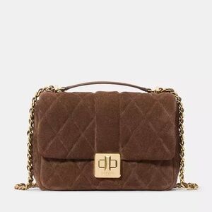 Kate Spade Carey Quilted Suede Suede Small Flap Crossbody - Hot Fudge KM707